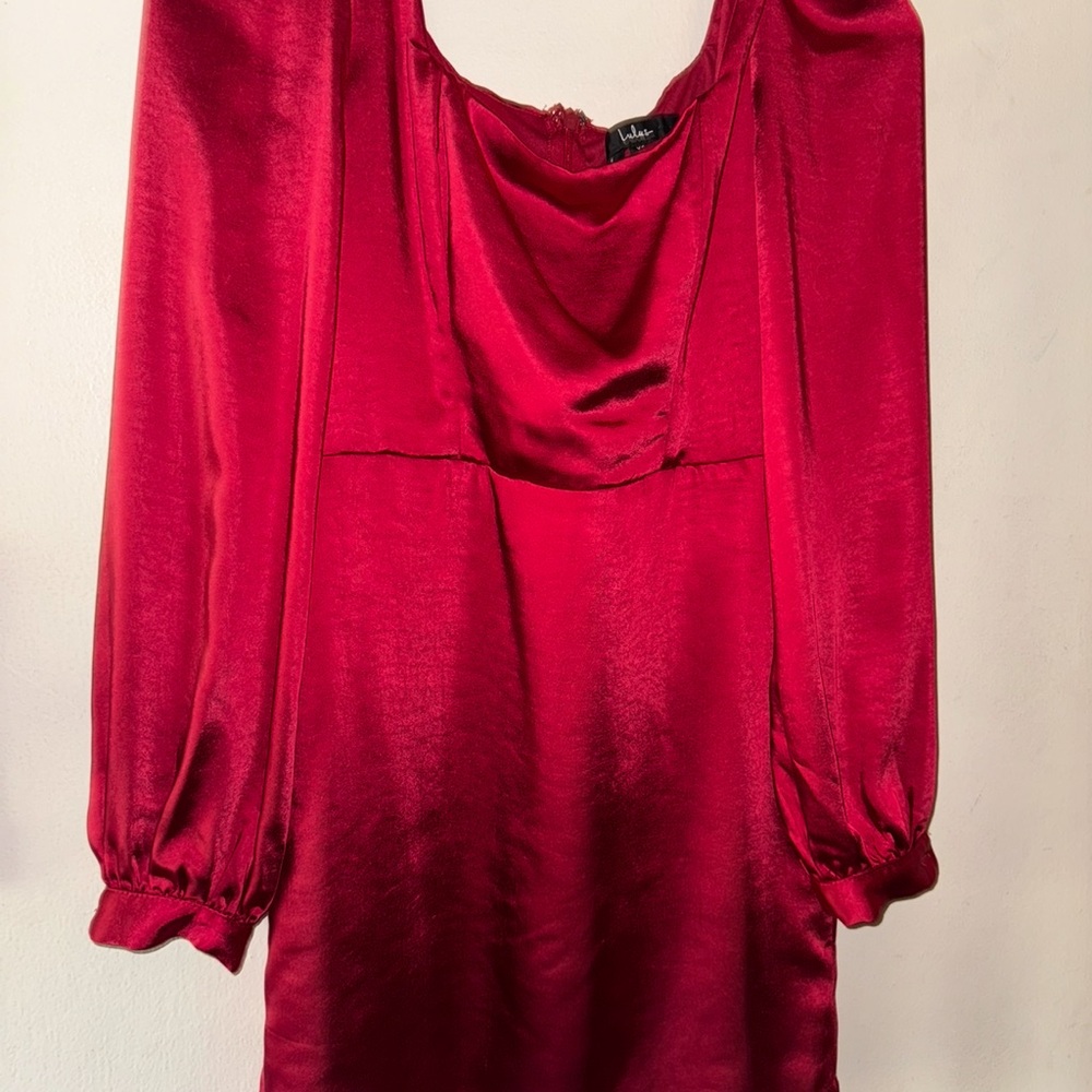 Lulu's Vibrant Red Satin dress - Picture 2 of 6